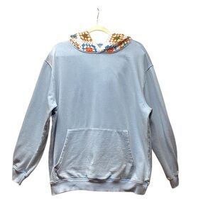JK Sia crochet hoodie. XL. Light blue mineral wash.